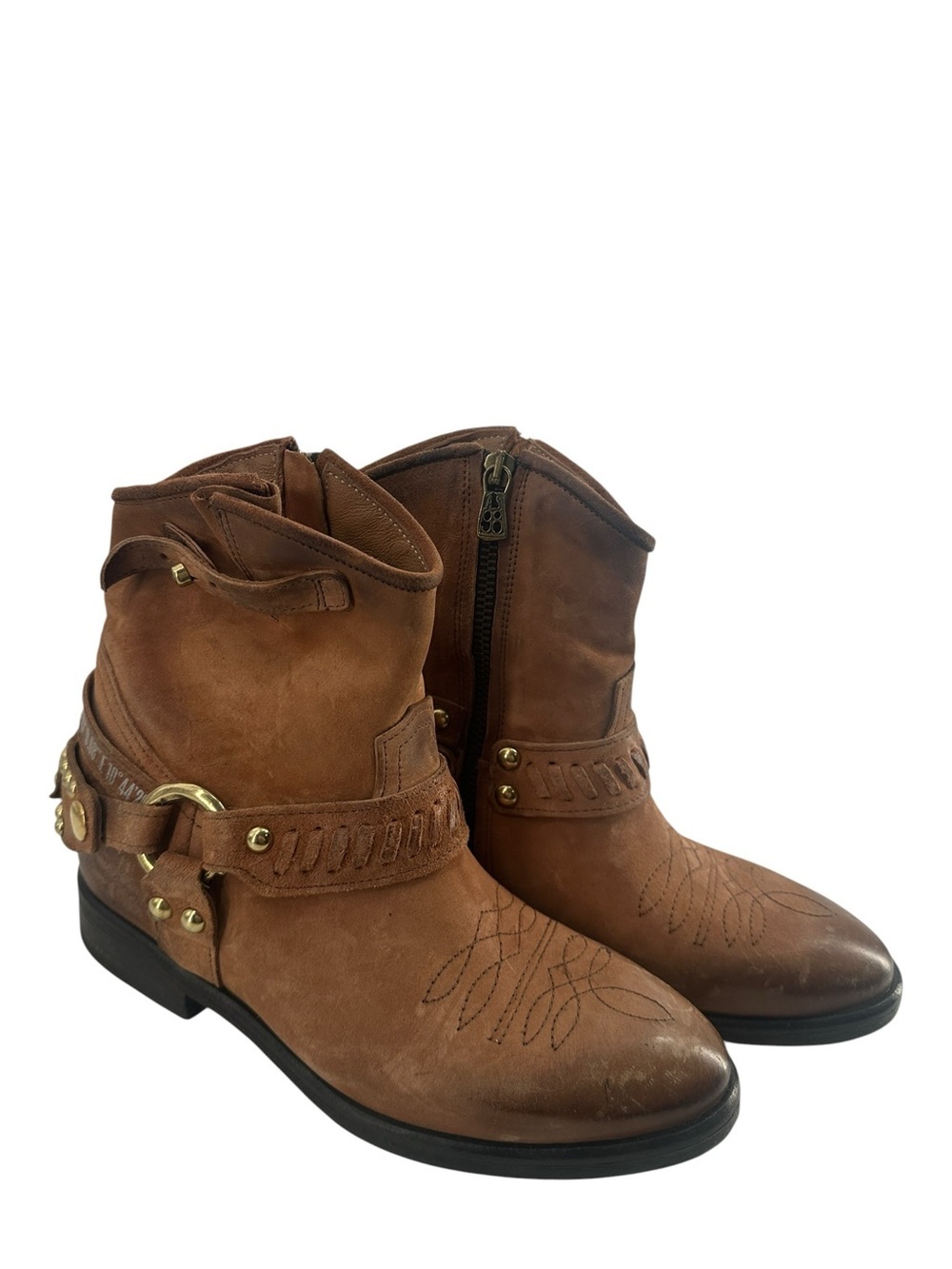 A.S.98 Ivie western boots in whiskey handmade  distressed leather made in Italy